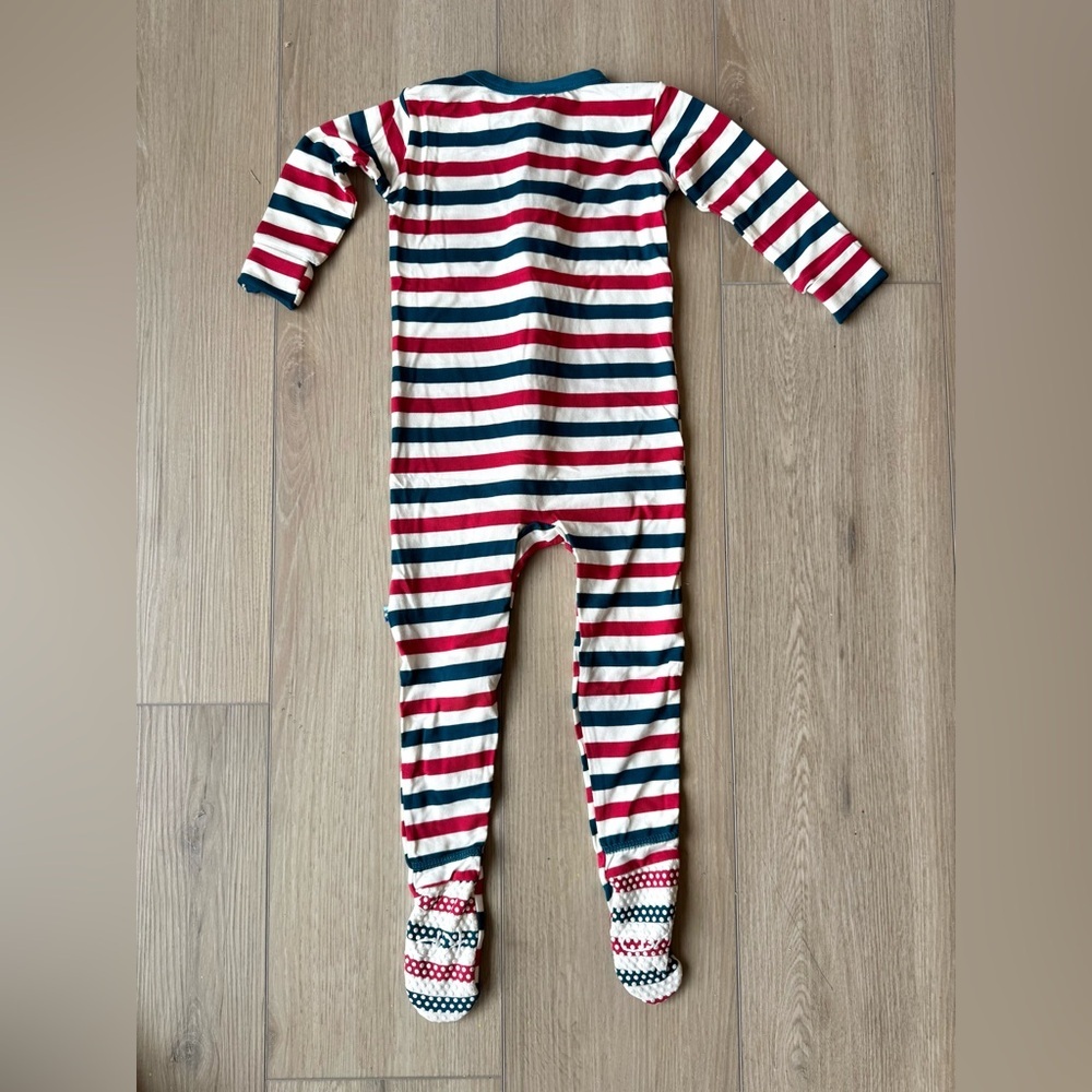 Kickee Pants Balloon Stripe Bamboo Zip Footie Anniversary Print 18-24M NWOT - Picture 3 of 8